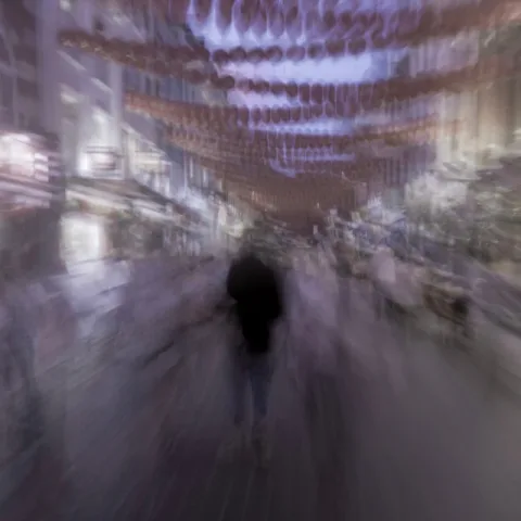Cover artwork for Lately (Steven Weston Remix), a blurred figure walking under street lanterns